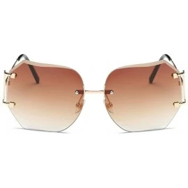 Rimless Sunglasses for Men Women Vintage Sunglasses Gradient Color Sunglasses Retro Glasses Eyewear Rimless Sunglasses - CM18...