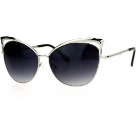 Butterfly Butterfly Cateye Sunglasses Womens Metal Oversized Fashion UV 400 - Silver (Smoke) - CW188QELK7G $10.48