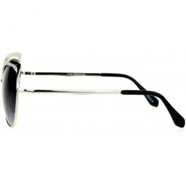 Butterfly Butterfly Cateye Sunglasses Womens Metal Oversized Fashion UV 400 - Silver (Smoke) - CW188QELK7G $10.48