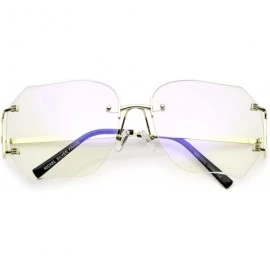 Rimless Oversize Slim Metal Arms Rimless Beveled Clear Lens Square Eyeglasses 61mm - Gold / Clear Tint - C8183NH36L3 $12.52