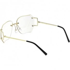 Rimless Oversize Slim Metal Arms Rimless Beveled Clear Lens Square Eyeglasses 61mm - Gold / Clear Tint - C8183NH36L3 $12.52
