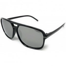 Goggle Retro - Flat Top Polarized Sunglasses Celebrity Style 70's Fashion - Black- Silver Polarized - CW18WYC5H5W $18.18