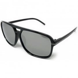 Goggle Retro - Flat Top Polarized Sunglasses Celebrity Style 70's Fashion - Black- Silver Polarized - CW18WYC5H5W $12.20