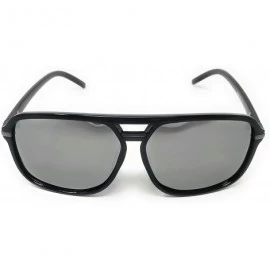 Goggle Retro - Flat Top Polarized Sunglasses Celebrity Style 70's Fashion - Black- Silver Polarized - CW18WYC5H5W $12.20