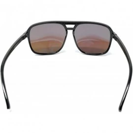 Goggle Retro - Flat Top Polarized Sunglasses Celebrity Style 70's Fashion - Black- Silver Polarized - CW18WYC5H5W $12.20