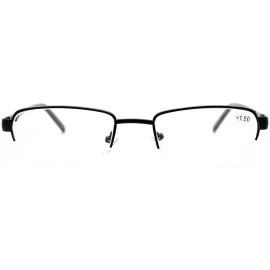 Rectangular Reading Glasses Magnified Lens Half Rim Rectangular Spring Hinge - Black - CE1889ZZ43U $9.97