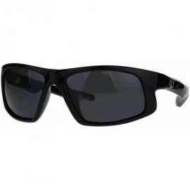 Rectangular Nitrogen Mens Polarized Lens Sport Warp Plastic Sunglasses - Black Blue Black - CH188LHO76W $13.86