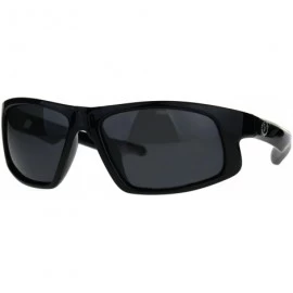 Rectangular Nitrogen Mens Polarized Lens Sport Warp Plastic Sunglasses - Black Blue Black - CH188LHO76W $23.31