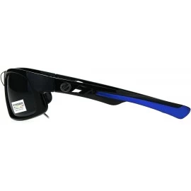 Rectangular Nitrogen Mens Polarized Lens Sport Warp Plastic Sunglasses - Black Blue Black - CH188LHO76W $13.86