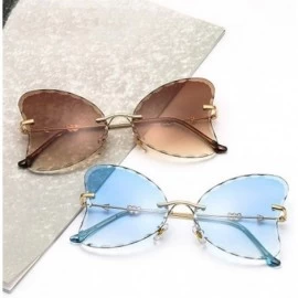 Butterfly Butterfly Sunglasses for Small Face Women Trimming Gradient Color Lens Frameless Eyewear UV Protection - C9190HE79W...
