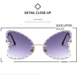 Butterfly Butterfly Sunglasses for Small Face Women Trimming Gradient Color Lens Frameless Eyewear UV Protection - C9190HE79W...