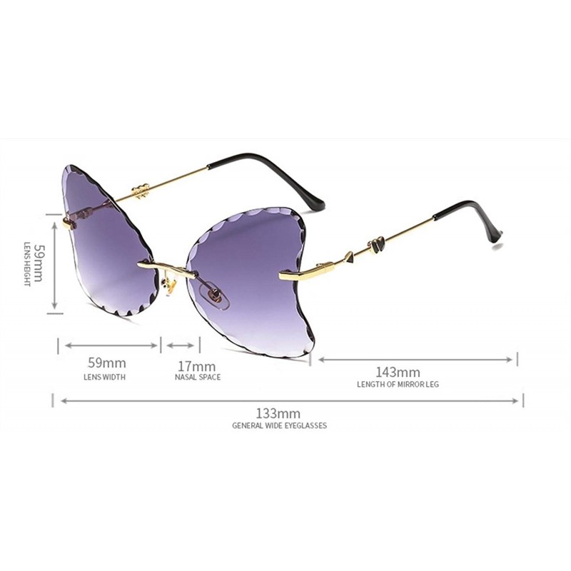 Butterfly Sunglasses for Small Face Women Trimming Gradient Color Lens ...
