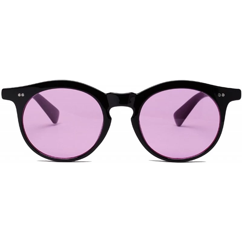 Round Vintage Inspired Round Sunglasses with Rivets Tinted Lens UV400 - Black - C112DQFG1GJ $23.60