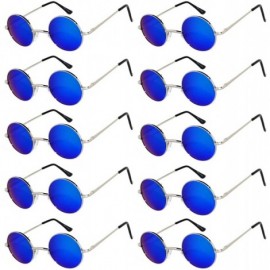Goggle 10 Pack Round Retro Vintage Circle Style Sunglasses Colored Small Metal Frame - CU1853NAT55 $36.30