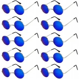 Goggle 10 Pack Round Retro Vintage Circle Style Sunglasses Colored Small Metal Frame - CU1853NAT55 $34.00
