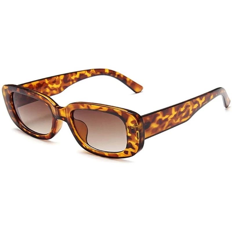 Rectangular Rectangle Small Frame Sunglasses Fashion Designer Square Shades for women - Tortoise Frame - C51900DYM2Y $14.71
