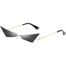 Rimless Vintage Women Sunglasses Frameless Mirror Lens Narrow Cat Eye Sun Glasses Male UV400 - Gold With Black - CX18AIDI4EX ...