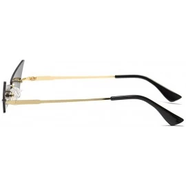 Rimless Vintage Women Sunglasses Frameless Mirror Lens Narrow Cat Eye Sun Glasses Male UV400 - Gold With Black - CX18AIDI4EX ...