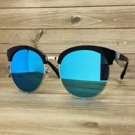 Sport 97018 XXL Premium Oversize Mirrored Funky Flat Sunglasses - Black/ Blue - CF18OKMG6H9 $27.95