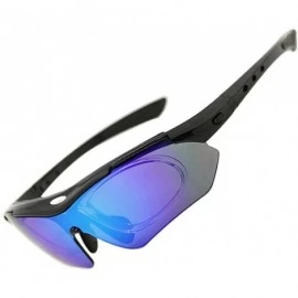 Rimless Polarized Sports Sunglasses For Men Women Cycling Driving Sun Glasses TR90 Frame - Blue Lens - CX18GSECT5Z $24.24