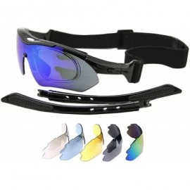 Rimless Polarized Sports Sunglasses For Men Women Cycling Driving Sun Glasses TR90 Frame - Blue Lens - CX18GSECT5Z $24.24