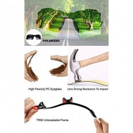 Rimless Polarized Sports Sunglasses For Men Women Cycling Driving Sun Glasses TR90 Frame - Blue Lens - CX18GSECT5Z $24.24
