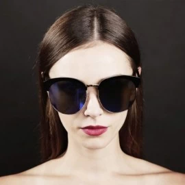 Sport 97018 XXL Premium Oversize Mirrored Funky Flat Sunglasses - Black/ Blue - CF18OKMG6H9 $27.95