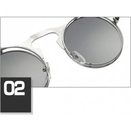 Round Steampunk Style Round Flip Up Mirror Sunglasses Metal Frame UV400 Spectacles - Gold Frame Orange Green Lens - C918EMSKU...