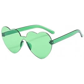 Round Love Heart Shaped Sunglasses Women PC Frame Resin Lens Sunglasses Eyewear for Girl - Green - C2199X9RQ7A $8.18