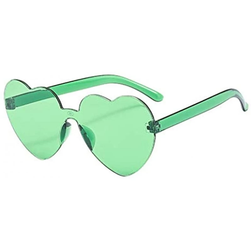 Round Love Heart Shaped Sunglasses Women PC Frame Resin Lens Sunglasses Eyewear for Girl - Green - C2199X9RQ7A $17.80