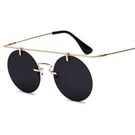 Semi-rimless Fashion Men Women Designer Glasses Classic Round Rimless Steampunk Sunglasses Vintage Eyewear - C4 - CI18Y8AUS89...