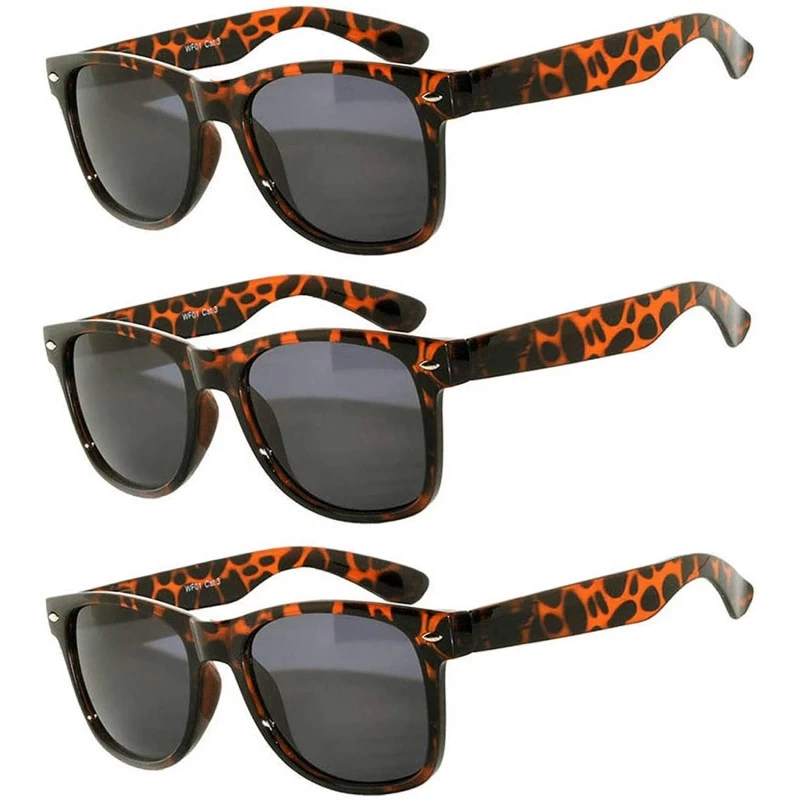 Rectangular Set of 3 pairs Retro Style Vintage Sunglasses Smoke Lens 3 Pack Colored - Smoke_lens_leopard_3_pairs - C617YKQO82...