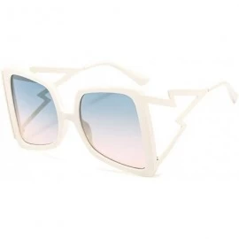 Oversized Oversized Square Sunglasses for Women Lightning Shaped legs Sun Glasses UV400 - White Green Pink - CW1902AQGYS $11.30