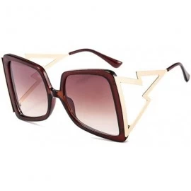 Oversized Oversized Square Sunglasses for Women Lightning Shaped legs Sun Glasses UV400 - White Green Pink - CW1902AQGYS $11.30