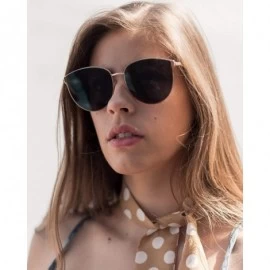 Oversized Womens Oversized Sunglasses Cat Eye Metal Frame Mirrored/Gradient Lenses B2428 - Brown - C418E5CXN3K $9.89