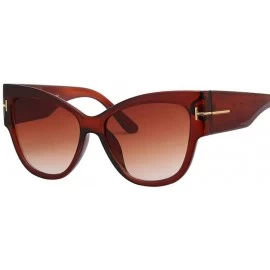 Square Fashion Cat Eye Sunglasses Women Vintage Brand Design Square Blue Leopard - Pink Wood - CE18YZUTSYU $6.84