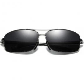 Aviator Vintage Rectangular Polarized Sunglasses for Men Square Retro Aviator driving Sunglasses - Gun-black - C518IWS3M8A $1...