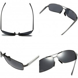 Aviator Vintage Rectangular Polarized Sunglasses for Men Square Retro Aviator driving Sunglasses - Gun-black - C518IWS3M8A $1...