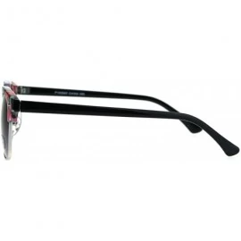 Rectangular Womens Flower Rectangular Half Horned Rim Hipster Sunglasses - Black Floral Smoke - C3182KR2ZQ9 $9.93