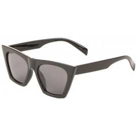 Square Sharp Square Cat Eye Crystal Color Sunglasses - Black - CO198D09E0U $11.44