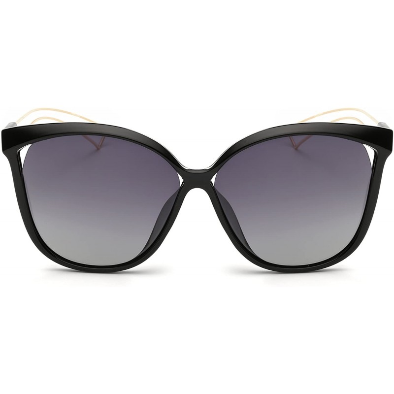 Cat Eye Mirrored Cat Eye Sunglasses Oversized Sunglasses for Women - Black - C018GYKDUA8 $11.90