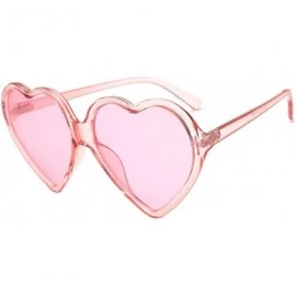 Sport 1 Pair Women Fashion Unisex Heart-shaped Shades Sunglasses Integrated UV Glasses - Pink - CZ18EIHO6S4 $6.24