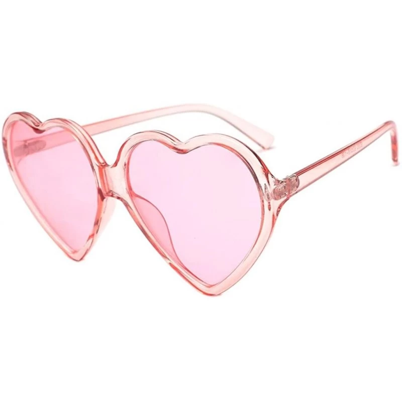 Sport 1 Pair Women Fashion Unisex Heart-shaped Shades Sunglasses Integrated UV Glasses - Pink - CZ18EIHO6S4 $6.24