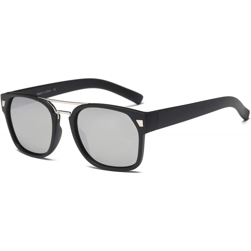 Square Men Brow-Bar Square Shield Sports UV Protection Retro Vintage Sunglasses - Grey - CV18WUC8QHL $19.59