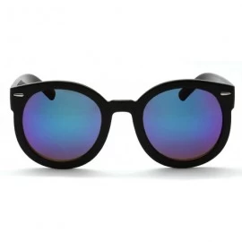 Oversized Urban Fashion 70s Thick Frame Reflective Lens Round Sunglasses - Green Purple - CY18YN2YRR2 $7.51