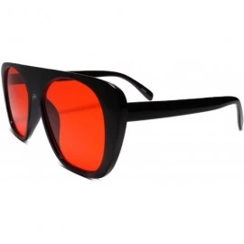 Square Funky 90s Party Club Hip Hop Rapper Gangster Flat Top Sunglasses - Red - C818U5NTRMM $13.70