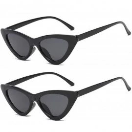 Goggle Retro Vintage Narrow Cat Eye Sunglasses for Women Clout Goggles Plastic Frame - Black Grey + Black Grey - CM18QDQIR7X ...