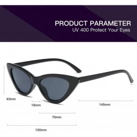 Goggle Retro Vintage Narrow Cat Eye Sunglasses for Women Clout Goggles Plastic Frame - Black Grey + Black Grey - CM18QDQIR7X ...