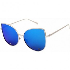 Sport Women UV400 Mirror Cat eye Sunglasses Lady Sport Driving Glasses Eyewear - Blue - CR182W5DZMG $19.87