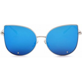 Sport Women UV400 Mirror Cat eye Sunglasses Lady Sport Driving Glasses Eyewear - Blue - CR182W5DZMG $9.70